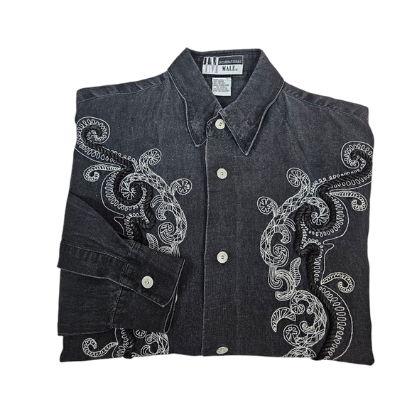 Vintage International Male Western Embroidered Rope Button Down Shirt Medium L8 - Picture 11 of 11